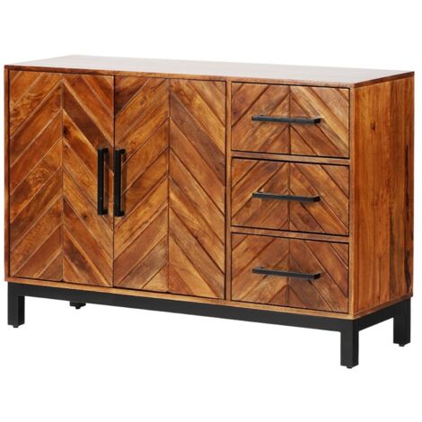 Parquet 120 cm Sideboard - Mango Wood/Iron - L40 x W120 x H80 cm - PP Finish
