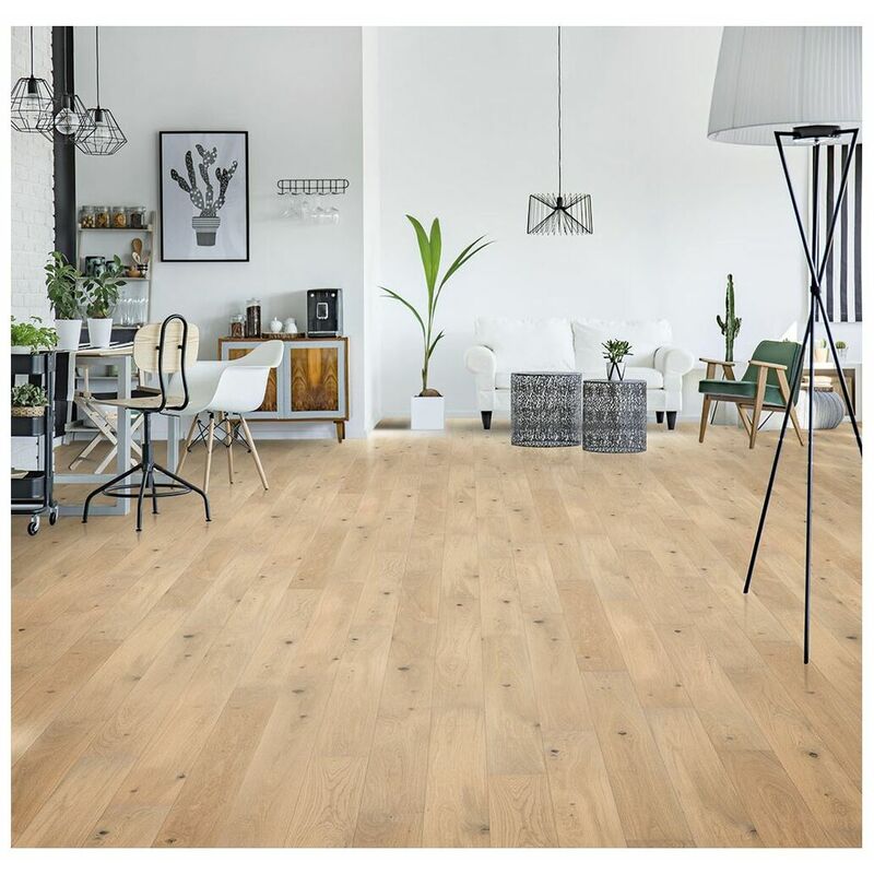 Parquet chêne contrecollé monolame 2 chanfreins Brunhilde Chêne Normandie Rustique brossé verni mat monolame 118x13 - Dimensions:118x13 - Chêne