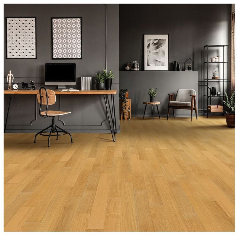 Deladeco - Parquet chêne contrecollé monolame 2 chanfreins Brunhilde Chêne Classik Premium brossé verni mat monolame 118x13 - Dimensions:118x13