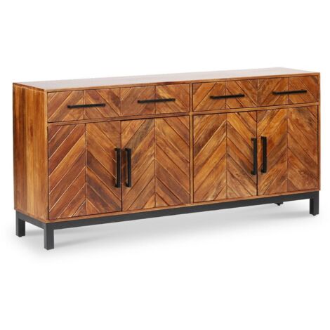 Parquet Large 170 cm Sideboard - Mango Wood/Iron - L40 x W170 x H80 cm - PP Finish