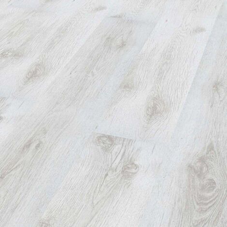 Parquet stratifié chêne blanc 7mm – Dimensions 1376 x 193 mm – Système de clipsage Uniclic – Compatible chauffage au sol – Kronotex - D2951