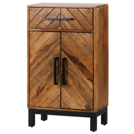 Parquet Tall Slim Sideboard - Mango Wood/Iron - L30 x W54 x H90 cm - PP Finish