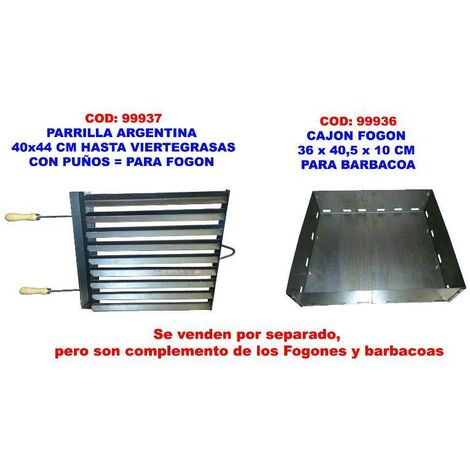 parrilla argentina 40x44 cm hasta viertegrasas+puños para fogon