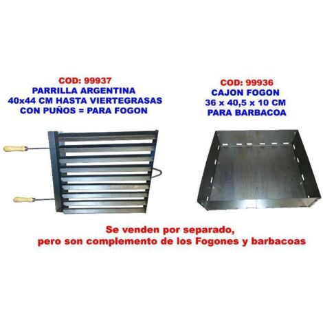 parrilla argentina 40x44 cm hasta viertegrasas+puños para fogon