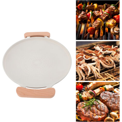 Parrilla coreana para barbacoa, placa de aluminio con revestimiento antiadherente para uso interior y exterior, con asas.