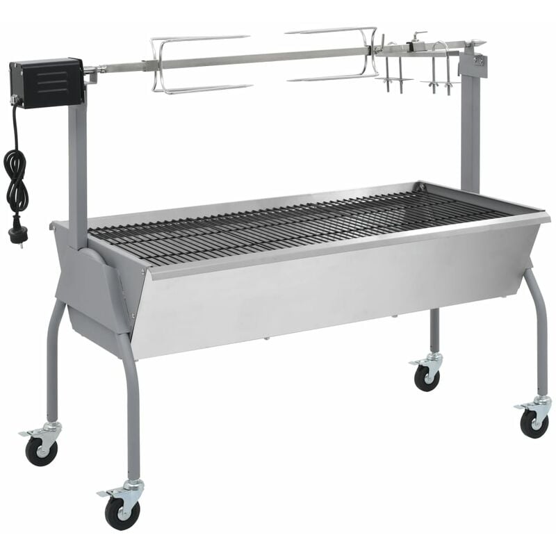 

Vidaxl - Parrilla De Barbacoa Con Asador Y Motor Eléctrico - Plateado