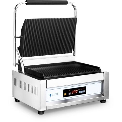 Parrilla de Contacto para Gastronomía 2.200 W Placa Ondulada Grill 50-300 °C - Negro