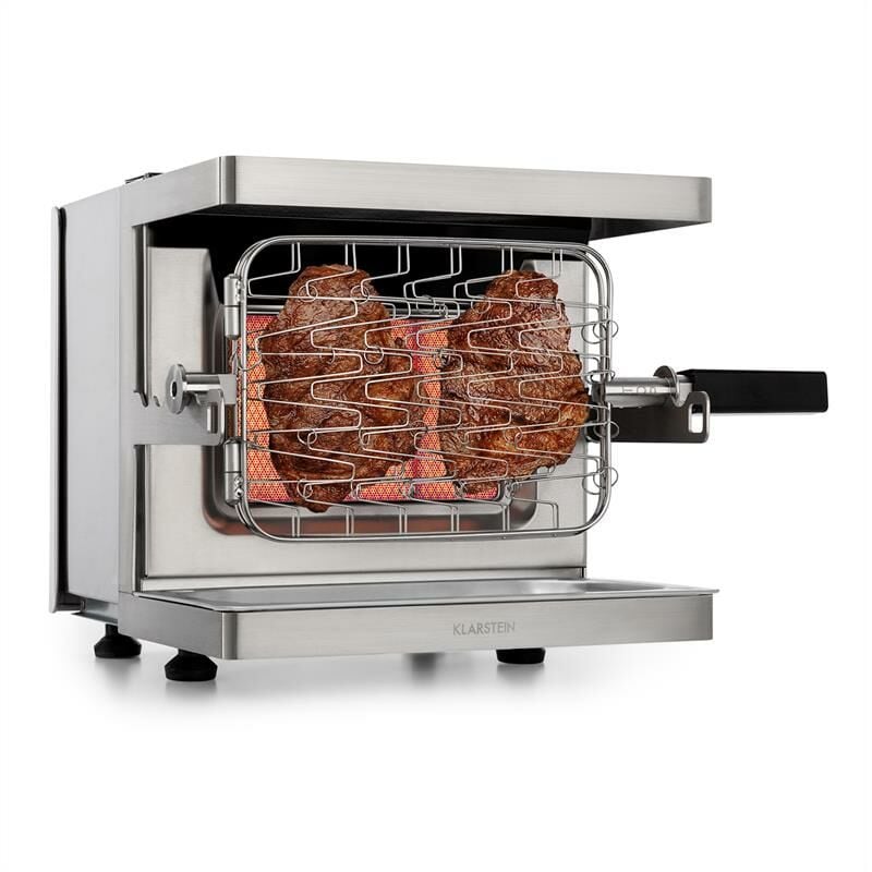

Parrilla de gas vertical Crossfire 800°C Quemador infrarrojo 12.000 BTU Plata - Klarstein