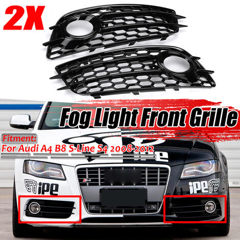 main image of "Parrilla de luz antiniebla para coche, cubierta de lámpara de nido de abeja, parrilla delantera para Audi A4 B8 S-lines S4 2008-2012"