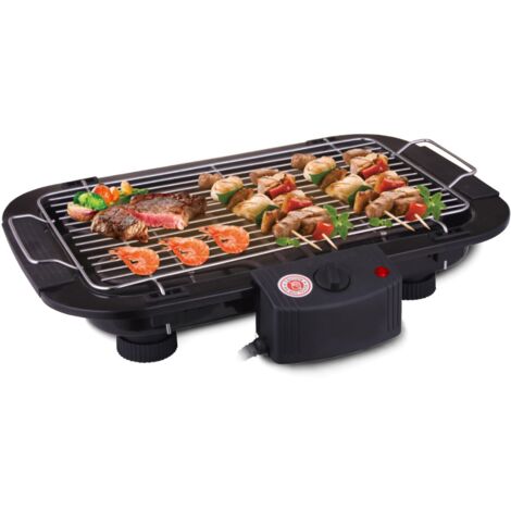 Parrilla eléctrica portátil sin humo de 2000 W para balcón, interior o exterior, color negro.