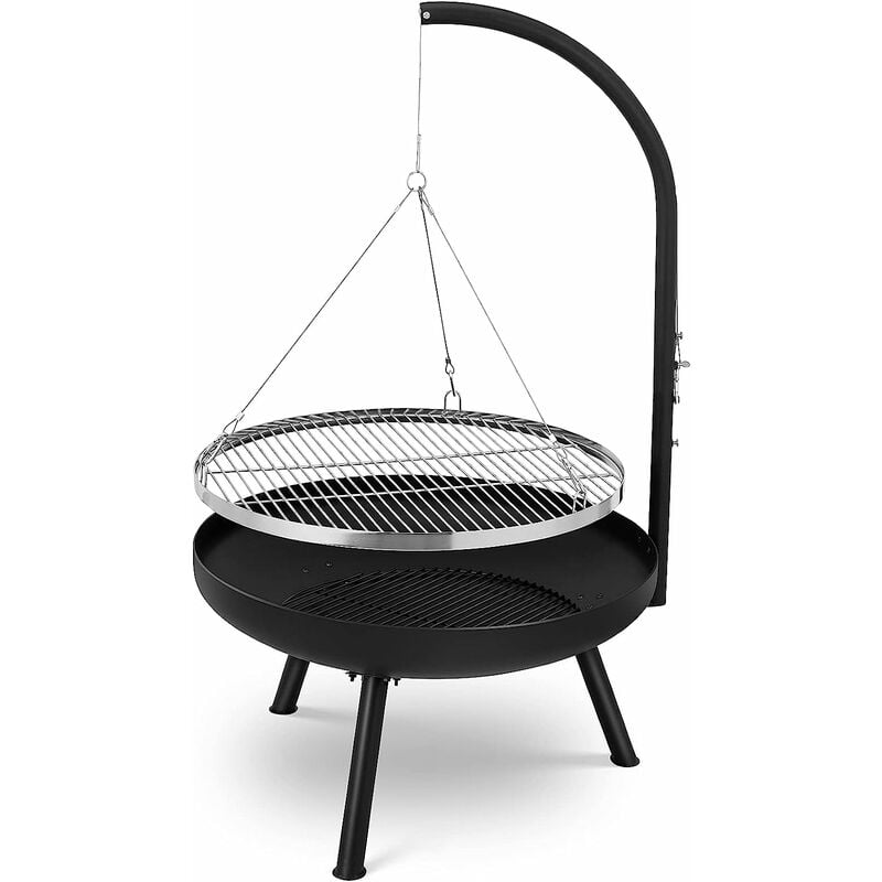 

Parrilla giratoria, 70 * 70 * 120cm, parrilla con cuenco de fuego (Ø70 * H39cm), parrilla (Ø64.5cm) y cadena, 4 niveles de ajuste de altura para