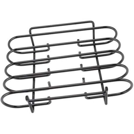 Parrilla para costillas, capacidad para 4 filas, compacta, portátil, de hierro, negra, reutilizable, parrilla vertical para costillas para barbacoas y acampadas.