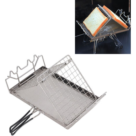 Parrilla tostadora ultraligera de acero inoxidable para acampar: placa de parrilla portátil y plegable para barbacoas, senderismo y picnics.
