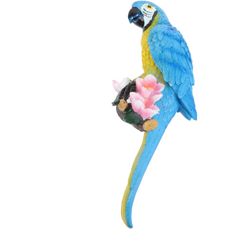 Parrot Sculpture Decoration Indoor Outdoor Resin Macaw Statue Figurine Garden Art Right Blue
