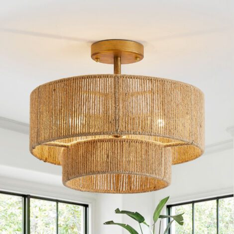 Parrot Uncle Boho Hängeleuchte mit Juteseil, 39 cm handgewebte E27 Pendelleuchte, höhenverstellbare Deckenlampe für Wohnzimmer, Esszimmer & Café, ohne Leuchtmittel