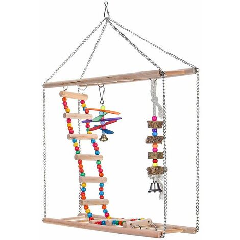 Parrot Wooden Toys Pet Birds Swinging Ladder Climbing