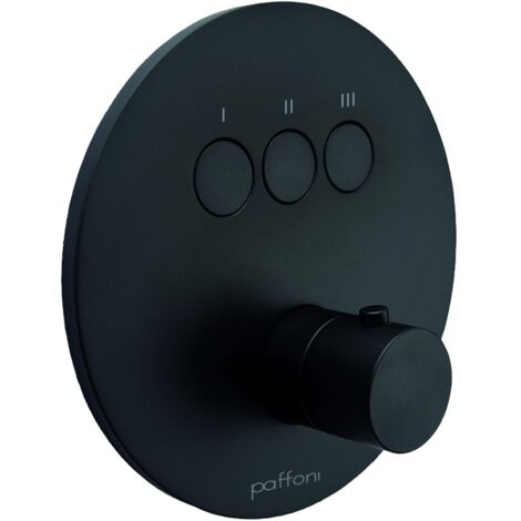 Parte esterna miscelatore doccia incasso a 3 funzioni con piastra tonda colore nero opaco Paffoni Compact Box CPM019NO  Nero opaco