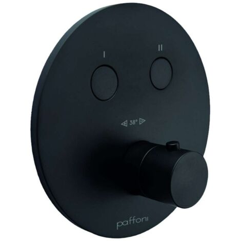 Parte externa termostática para ducha empotrada con 2 funciones en negro mate Paffoni Compact Box CPT018NO  Negro mate