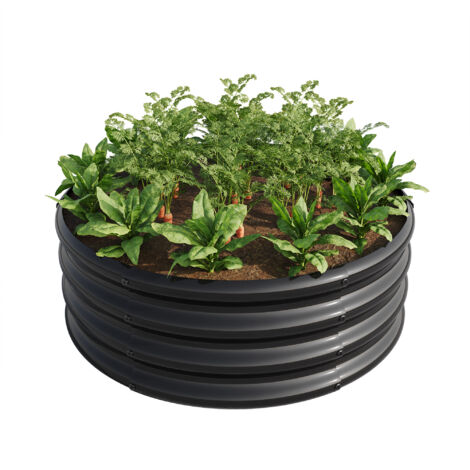 Parterre zinc renforcé - Pour plantes, légumes, fruits, fleurs - Jardin, potager - Grande capacité - Résistant aux intempéries - Argent