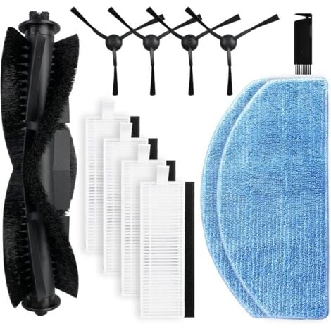 ALOVEZ Parti di ricambio compatibili con l'aspirapolvere robot Honiture G20/G20 Pro, 1 spazzola rotante, 4 spazzole laterali, 4 filtri Hepa, 2 panni di ricambio per il mocio (utensile per la pulizia non incl