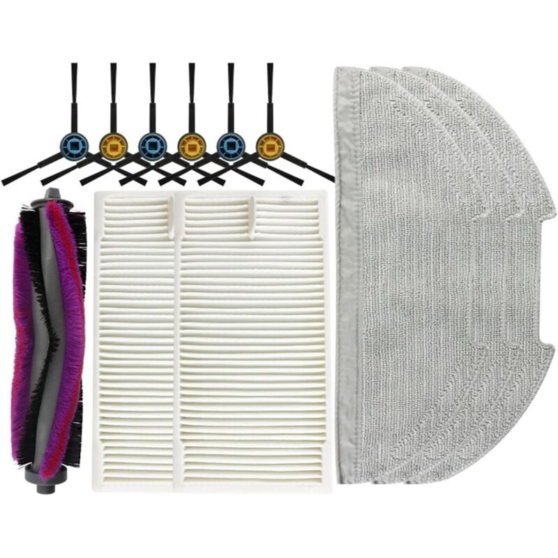 Parti di ricambio compatibili con Midea M9 / VCR S10 Plus / Eureka E20Plus: spazzola principale, filtro e panno per la pulizia.