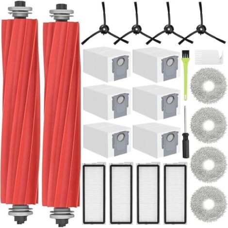 Parti di ricambio per aspirapolvere Roborock Qrevo S/Qrevo Pro/Qrevo MaxV/Qrevo Plus, 2 spazzole principali, 4 filtri HEPA, 6 sacchetti per la polvere, 4 panni per mocio, 4 spazzole laterali