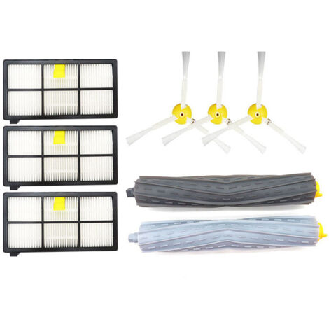 Parti di ricambio per iRobot Roomba serie 860 870 880 980. Accessori con 2 rulli estrattori, 3 filtri, 3 spazzole laterali.