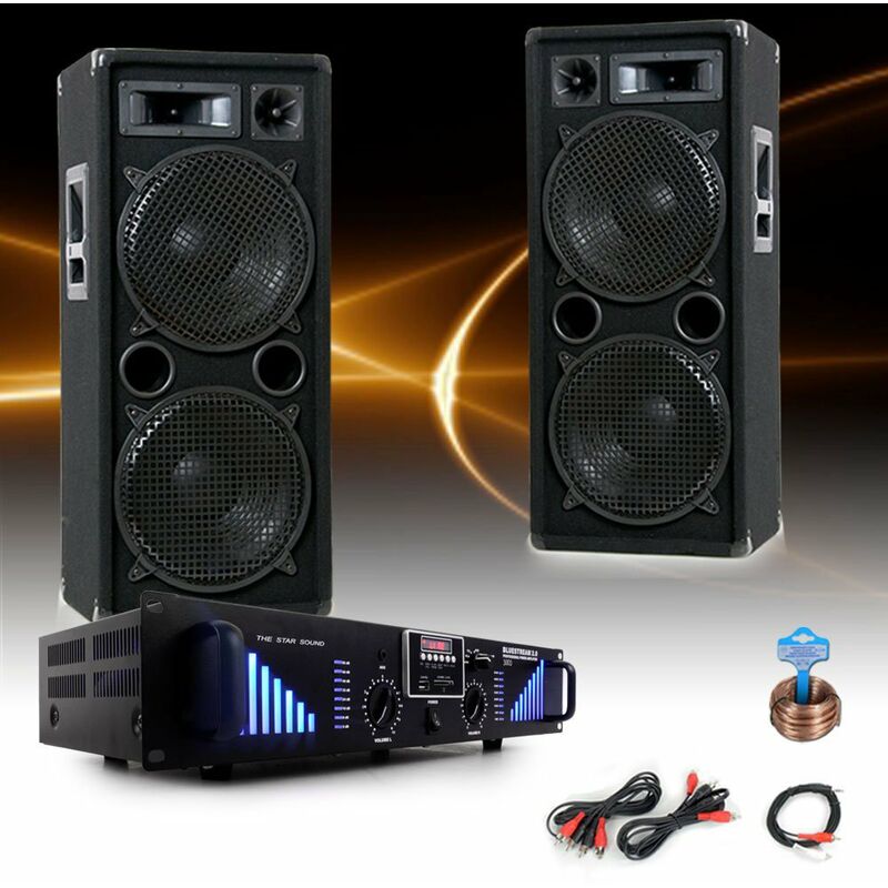

Partido PA 3000W altavoces estéreo USB SD MP3 cable de amplificador de potencia de Bluetooth DJ Black