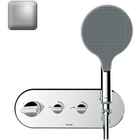 Partie externe mitigeur thermostatique mural bain douche nickel satiné Apice - Bossini Z00521094