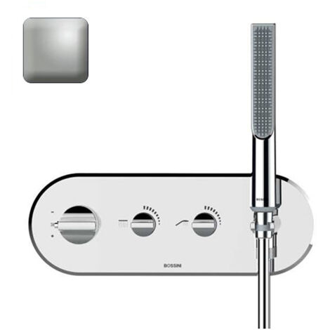 Partie externe mitigeur thermostatique mural bain douche nickel satiné Apice - Bossini Z00523094