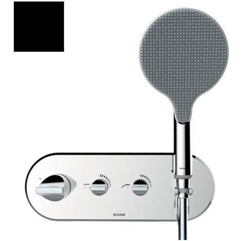 Partie externe mitigeur thermostatique mural bain douche noir mat Apice - Bossini Z00521073