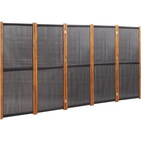 Partition/Biombo con 5 paneles 350x180 cm negro