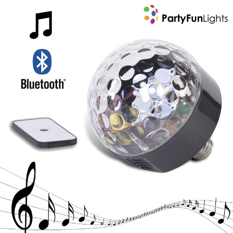 Image of Party Fun Lights - Altoparlante Disco Bluetooth 6 Led + Telecomando Attacco E27 3w