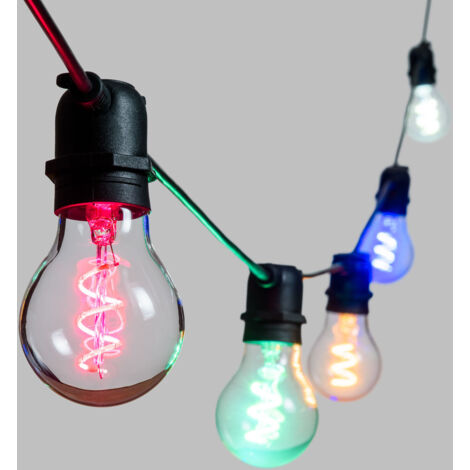 Party Light 36V 10 A60 E27 Spiral Filament LED 4+5m Multicolor