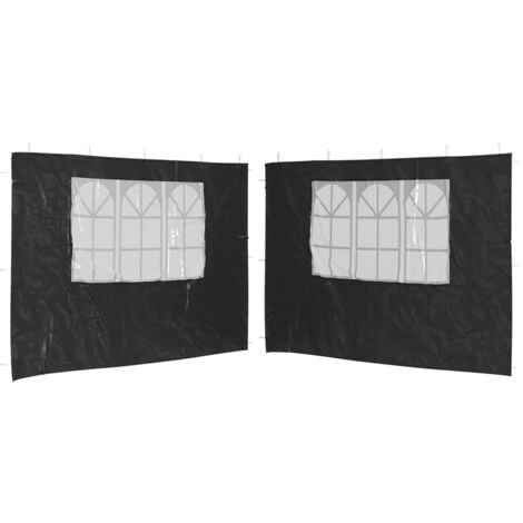 Party Tent Sidewall 2 pcs with Window PE Anthracite vidaXL