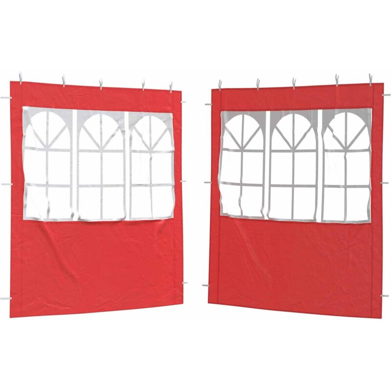 Party Tent Sidewall 2 Pcs 200 X 195 Cm Red Pe And Steel Vidaxl