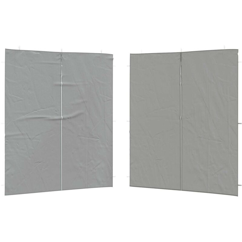 Party Tent Sidewall 2 Pcs Light Grey 200 X 195 Cm Pe And Steel Vidaxl
