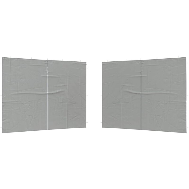Party Tent Sidewall 2 Pcs Light Grey 400 X 195 Cm Pe And Steel Vidaxl