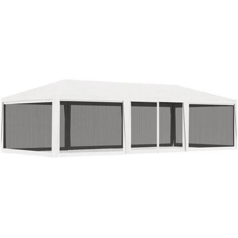 Party Tent with 4 Mesh Sidewalls 4x9 m White