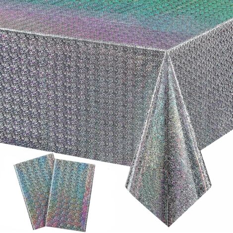 Party-Tischdecke, 2 Stück, 137 x 274 cm, bunte Plastik-Tischdecke, wasserdichte rechteckige Einweg-Geburtstagstischdecke für Kindergeburtstagsparty-Hochzeitsdekoration