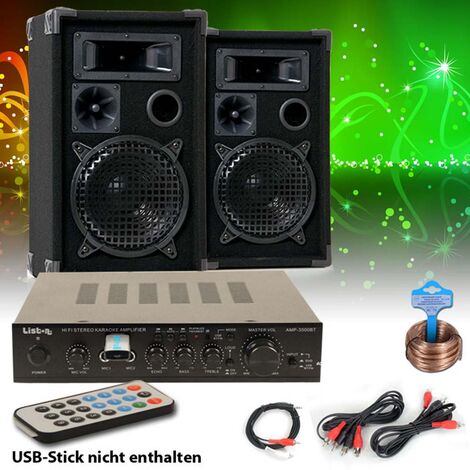 Partyanlage mit Boxen Bluetooth MP3 USB Verstärker DJ-Party