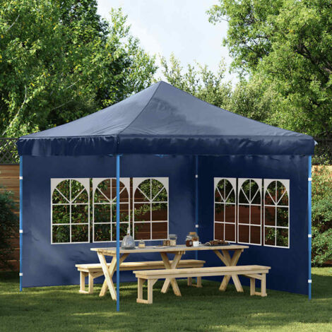 Partytent Sidewall 2 pcs with Window PE Blue vidaXL