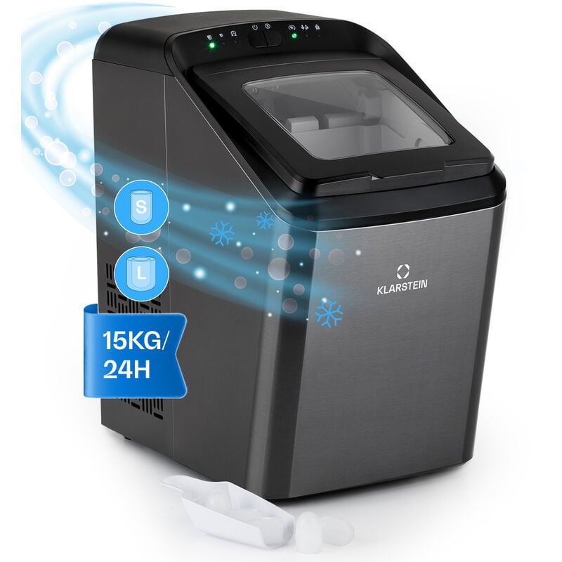 Klarstein - Machine a Glacons pour la Maison, Capacité de 2,9L, Fabrique Rapidement Jusqu'à 15kg de Glacons en 2 Tailles Différentes, Machine à
