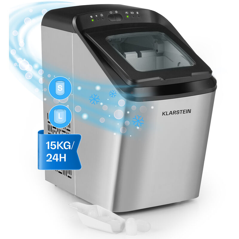 Klarstein Machine a Glacons pour la Maison, Capacité de 2,9L, Fabrique Rapidement Jusqu'à 15kg de Glacons en 2 Tailles Différentes, Machine à