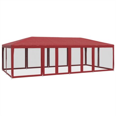 Partyzelt mit 12 Mesh-Seitenteilen Rot 8x4 m HDPE vidaXL
