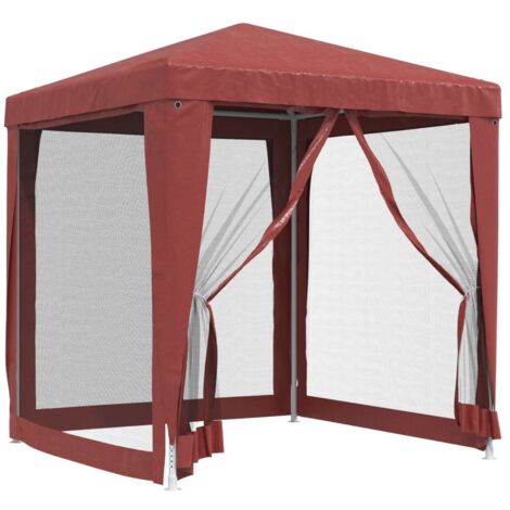 Partyzelt mit 4 Mesh-Seitenwänden Rot 2x2 m HDPE vidaXL