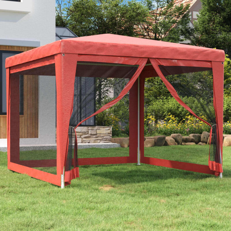 Partyzelt Mit 4 Mesh-seitenwänden Rot 3x3 M Hdpe Vidaxl