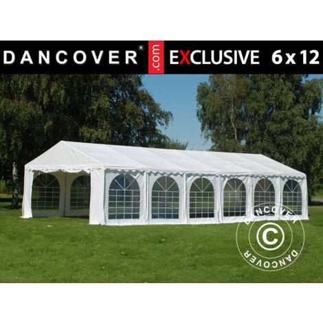Partyzelt Pavillon Festzelt Dancover Exclusive 6x12m PVC, Weiß
