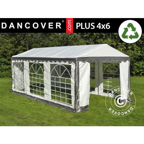 Partyzelt Pavillon Festzelt Dancover PLUS 4x6m PE 700, Grau/Weiß