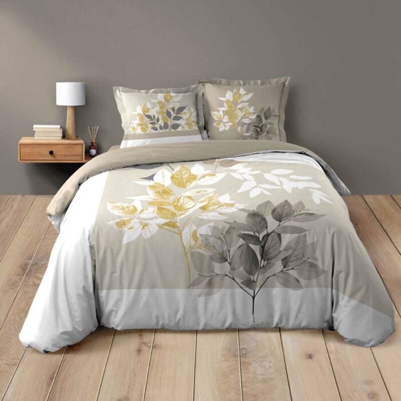 Bricoline - Housse de couette 260 x 240 cm coton 42 fils + 2 taies Enora